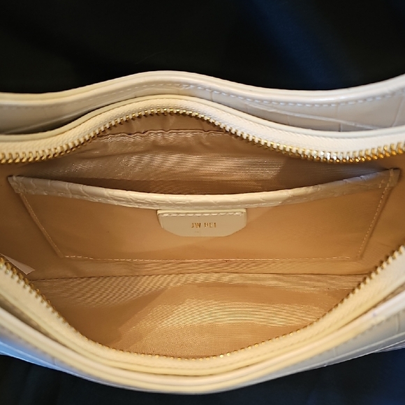JW PEI Croc Embossed White, Gold Hardware, Ruby Shoulder Bag Purse - Picture 9 of 12